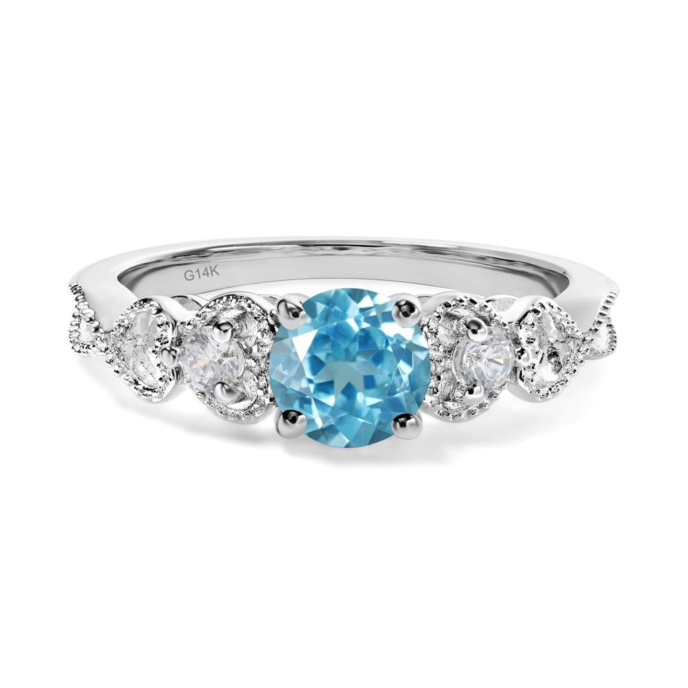 Swiss Blue Topaz Vintage Style Engagement Ring - LUO Jewelry #metal_14k white gold