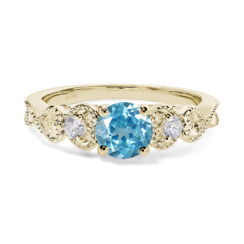 Swiss Blue Topaz Vintage Style Engagement Ring - LUO Jewelry #metal_14k yellow gold