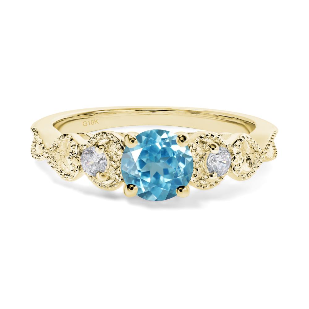Swiss Blue Topaz Vintage Style Engagement Ring - LUO Jewelry #metal_18k yellow gold