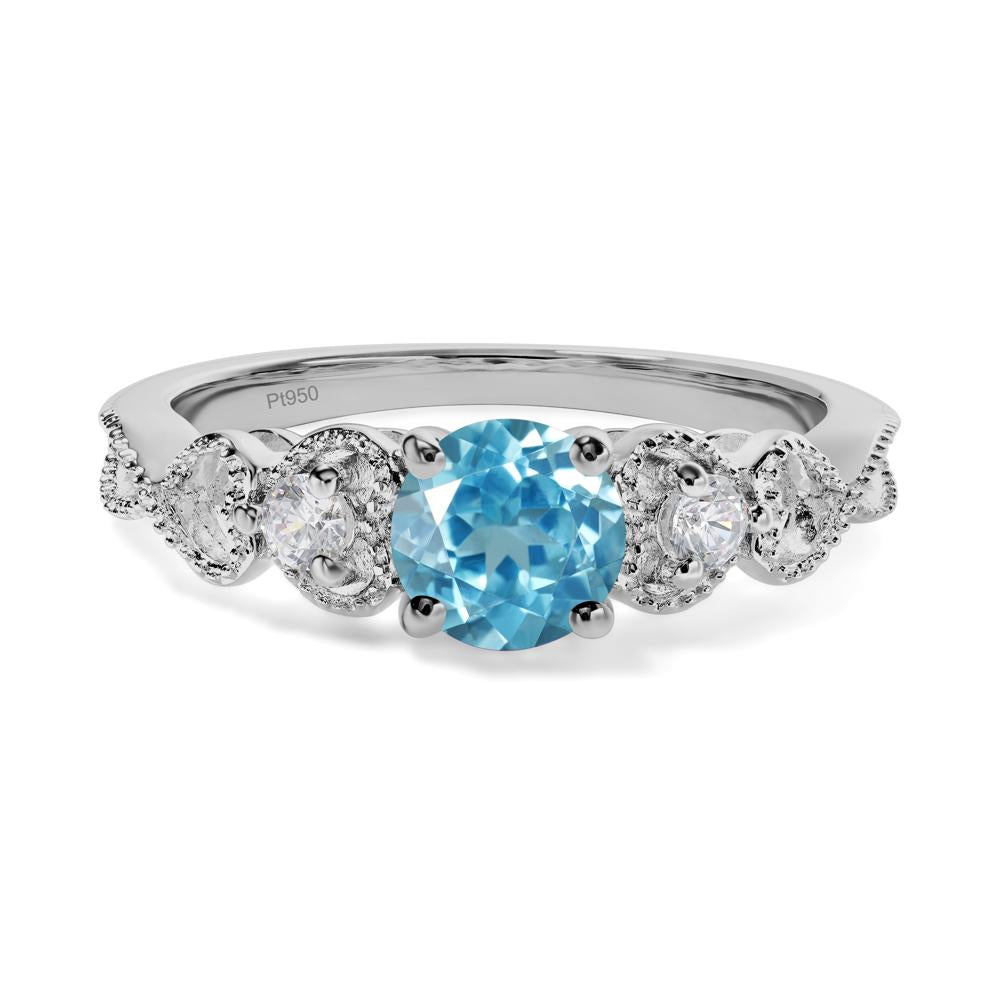 Swiss Blue Topaz Vintage Style Engagement Ring - LUO Jewelry #metal_platinum