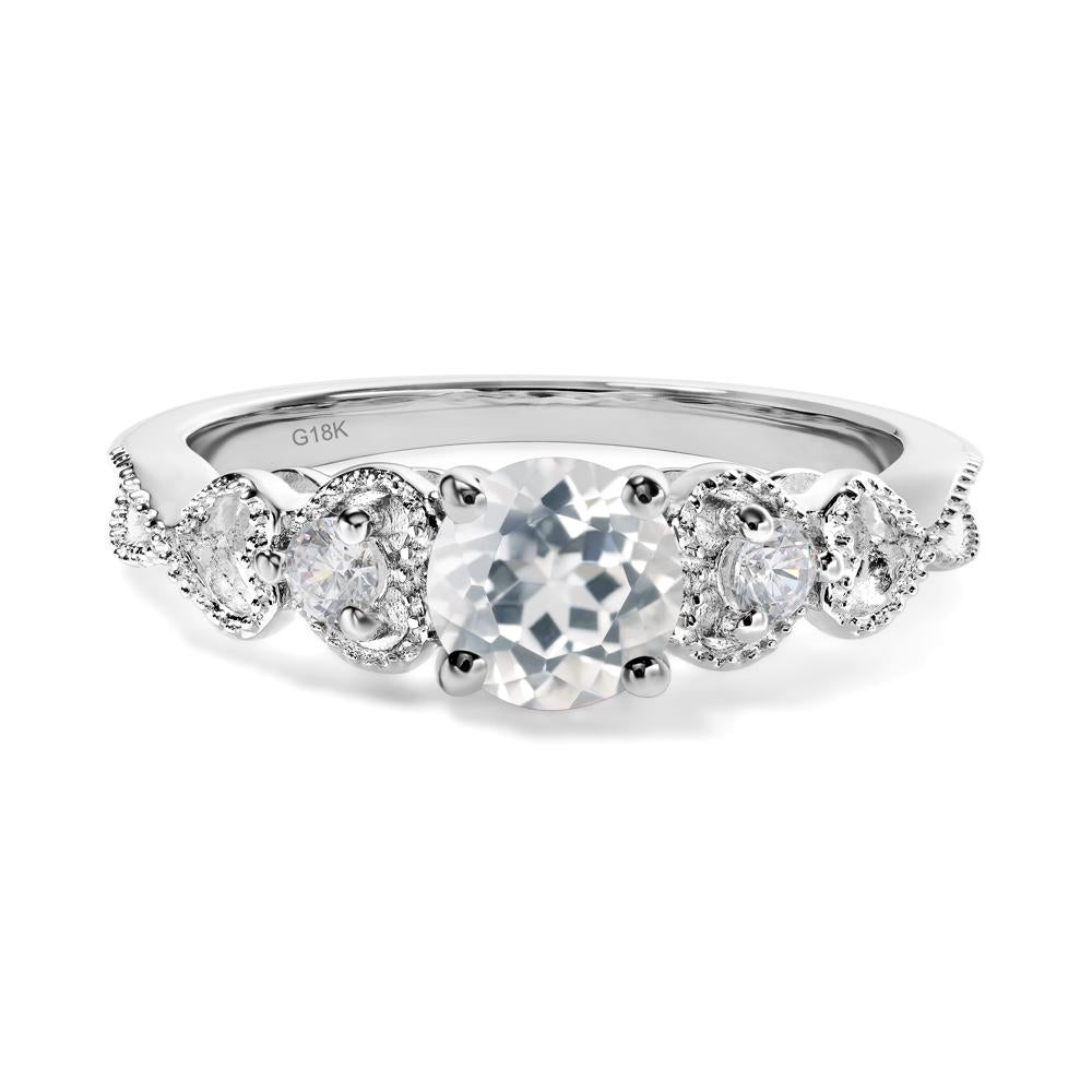 White Topaz Vintage Style Engagement Ring - LUO Jewelry #metal_18k white gold