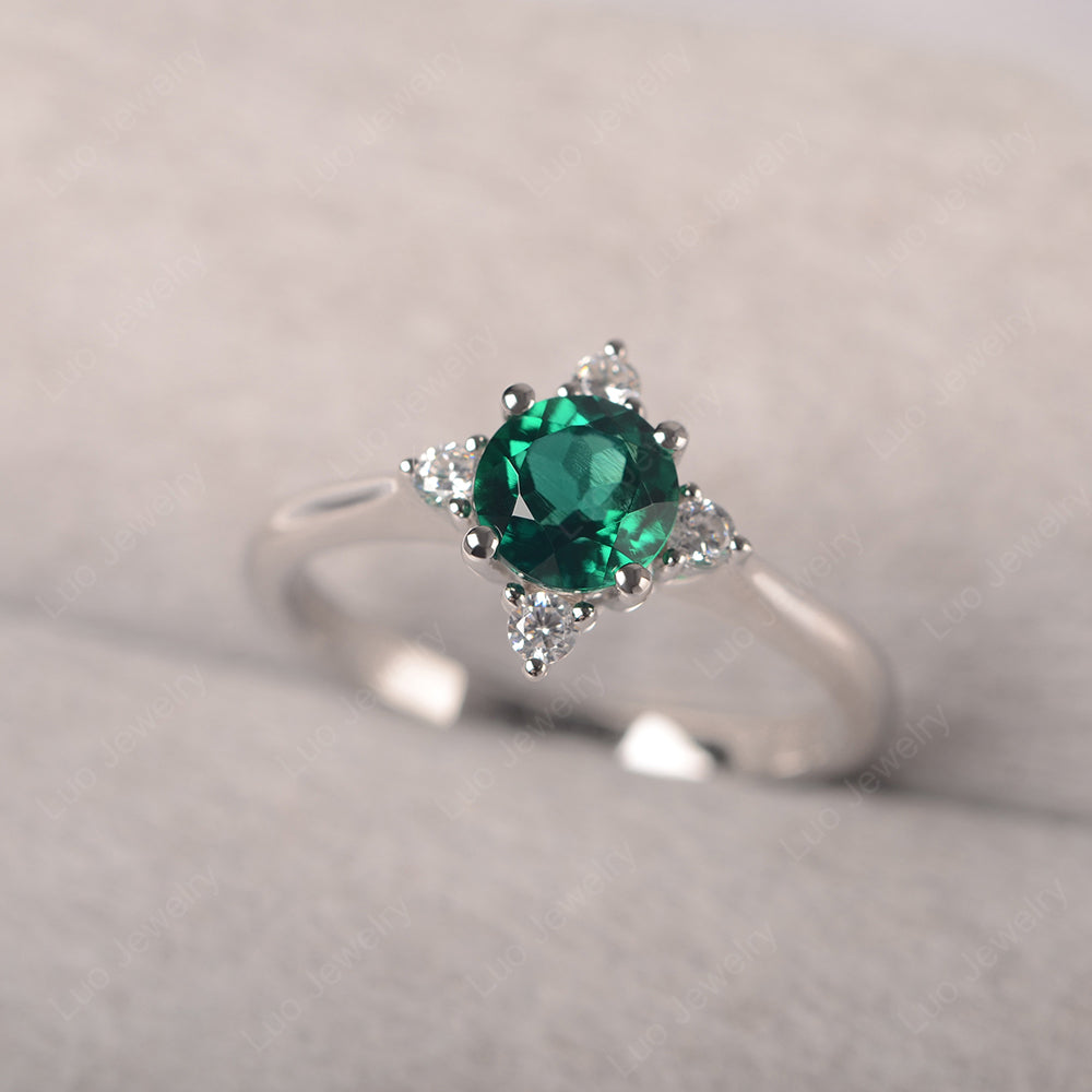 Lab Emerald Ring North Star Ring Yellow Gold - LUO Jewelry