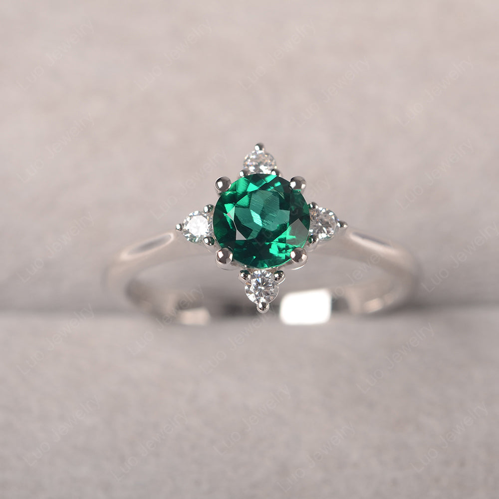 Lab Emerald Ring North Star Ring Yellow Gold - LUO Jewelry