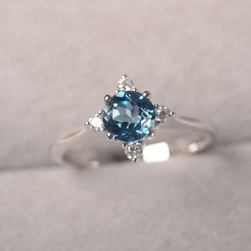 London Blue Topaz Ring North Star Ring Yellow Gold - LUO Jewelry