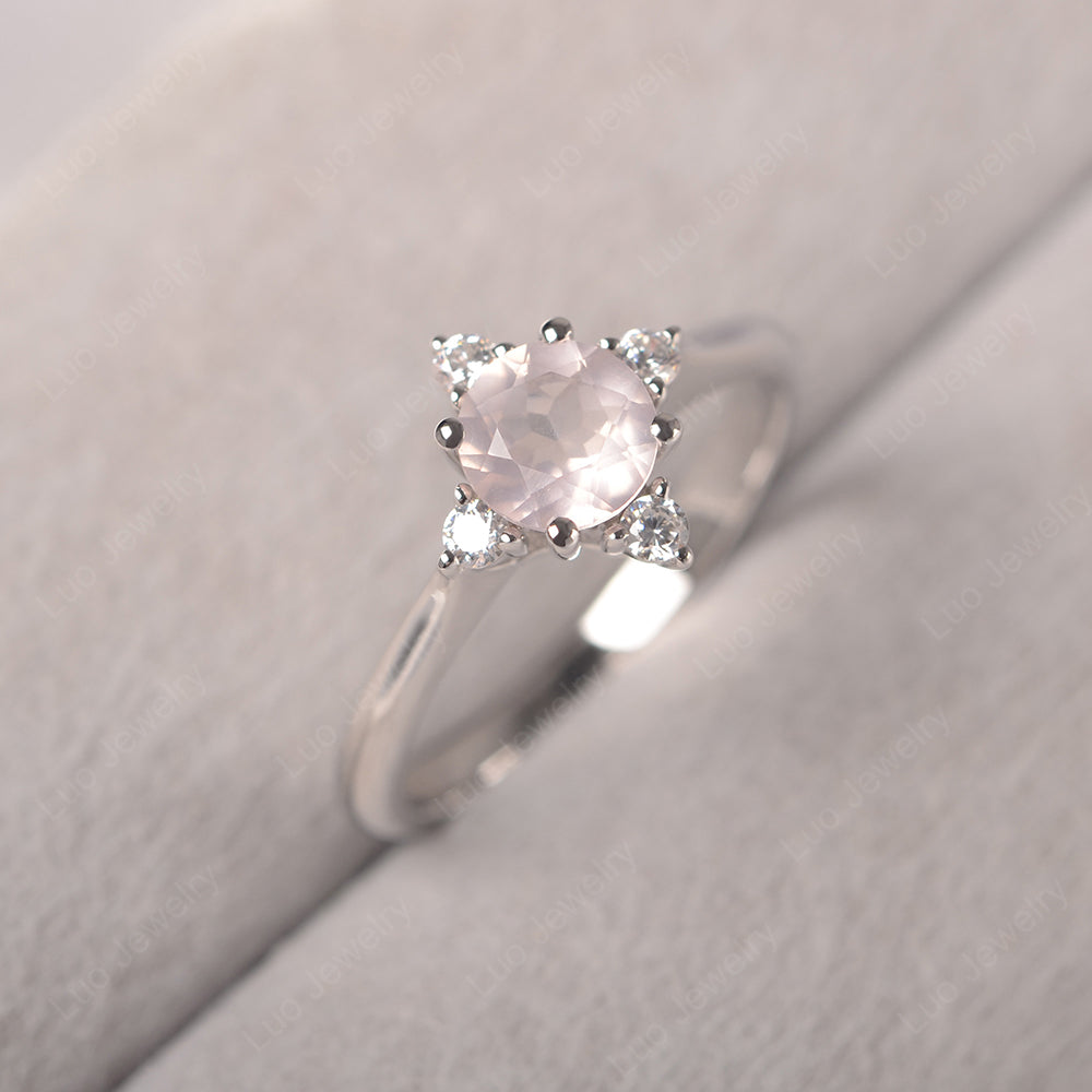 Rose Quartz Ring North Star Ring Yellow Gold - LUO Jewelry