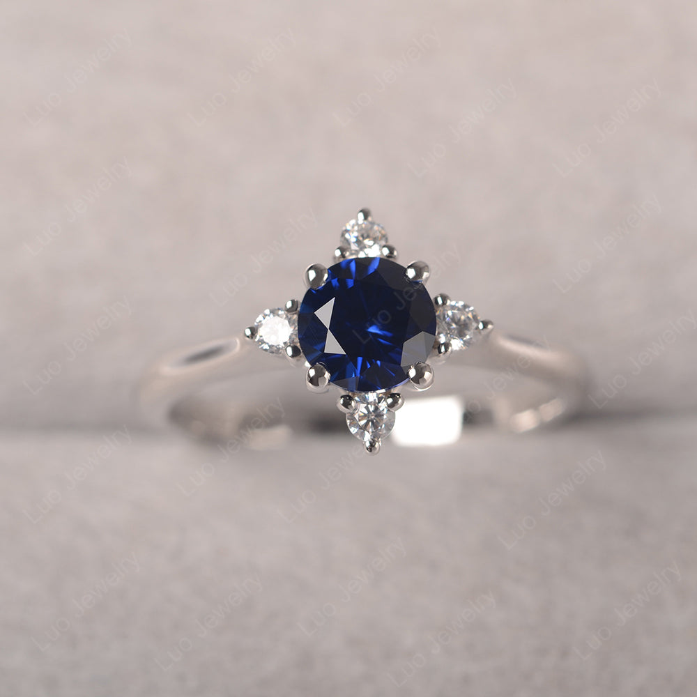 Lab Sapphire Ring North Star Ring Yellow Gold - LUO Jewelry