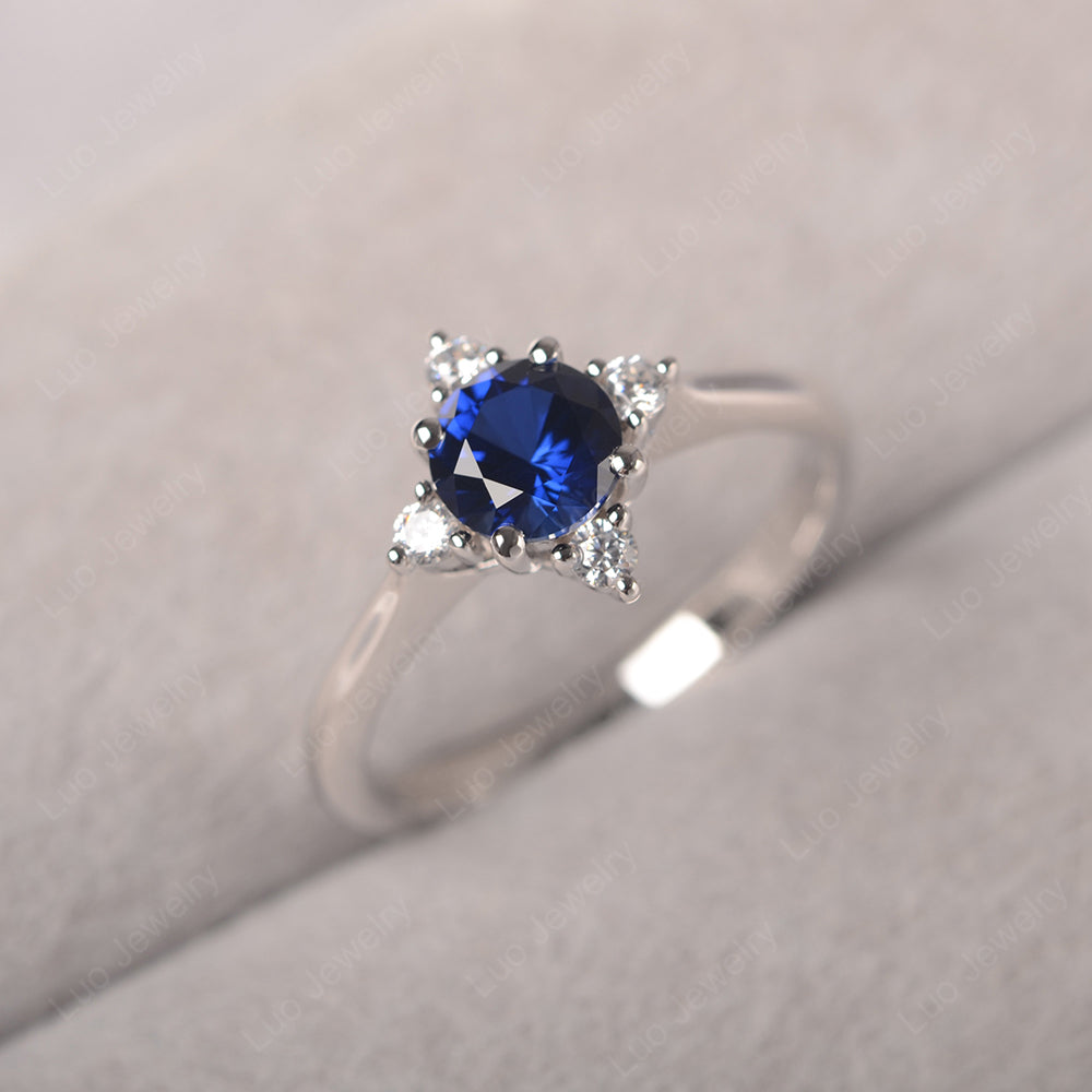 Lab Sapphire Ring North Star Ring Yellow Gold - LUO Jewelry