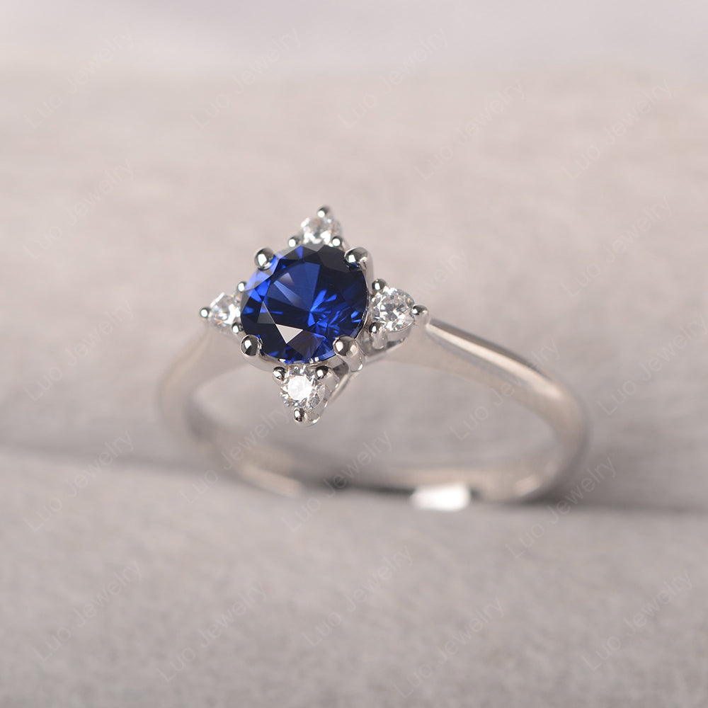 Lab Sapphire Ring North Star Ring Yellow Gold - LUO Jewelry