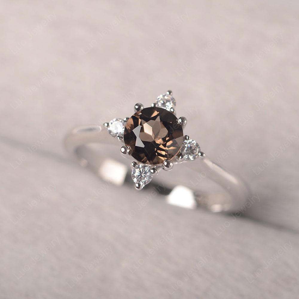 Smoky Quartz  Ring North Star Ring Yellow Gold - LUO Jewelry