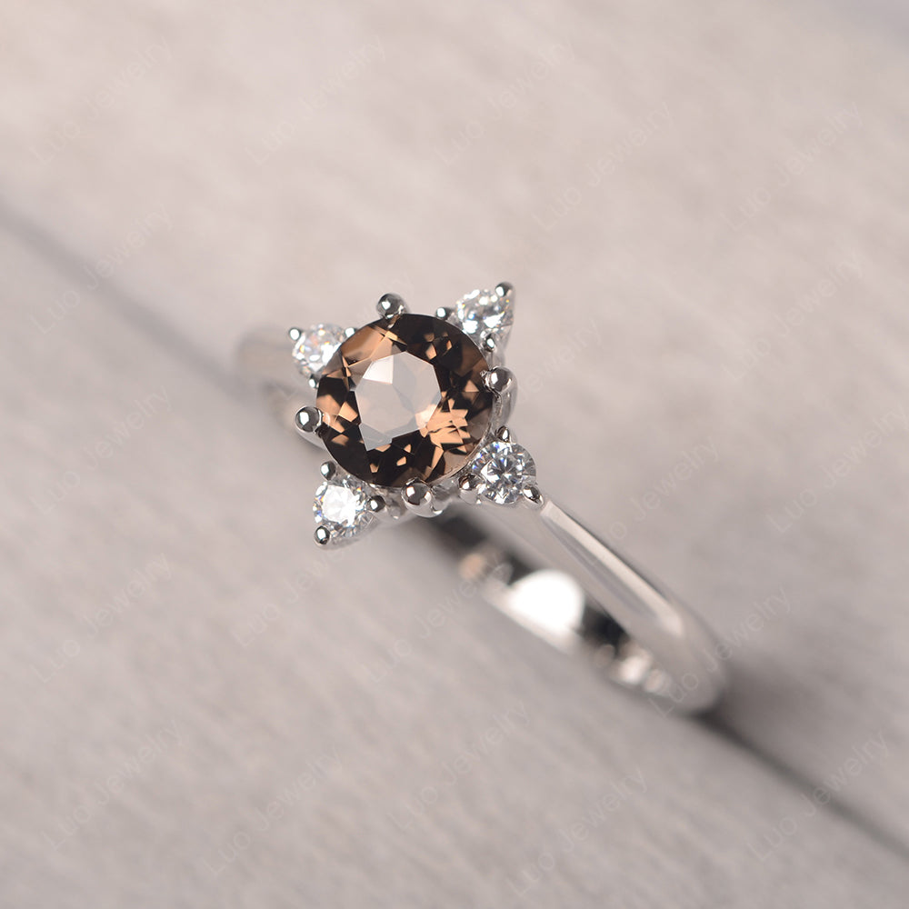 Smoky Quartz  Ring North Star Ring Yellow Gold - LUO Jewelry