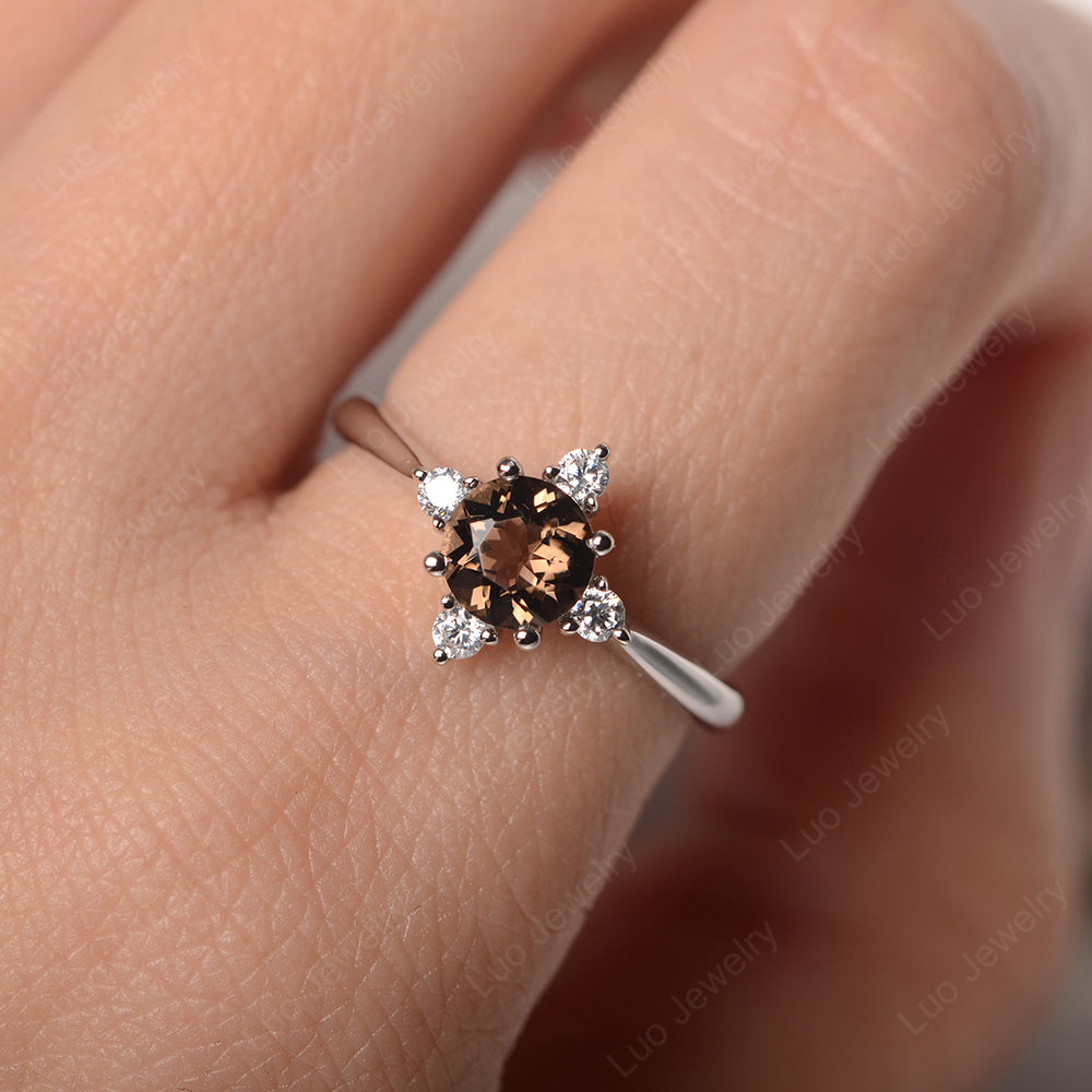 Smoky Quartz  Ring North Star Ring Yellow Gold - LUO Jewelry