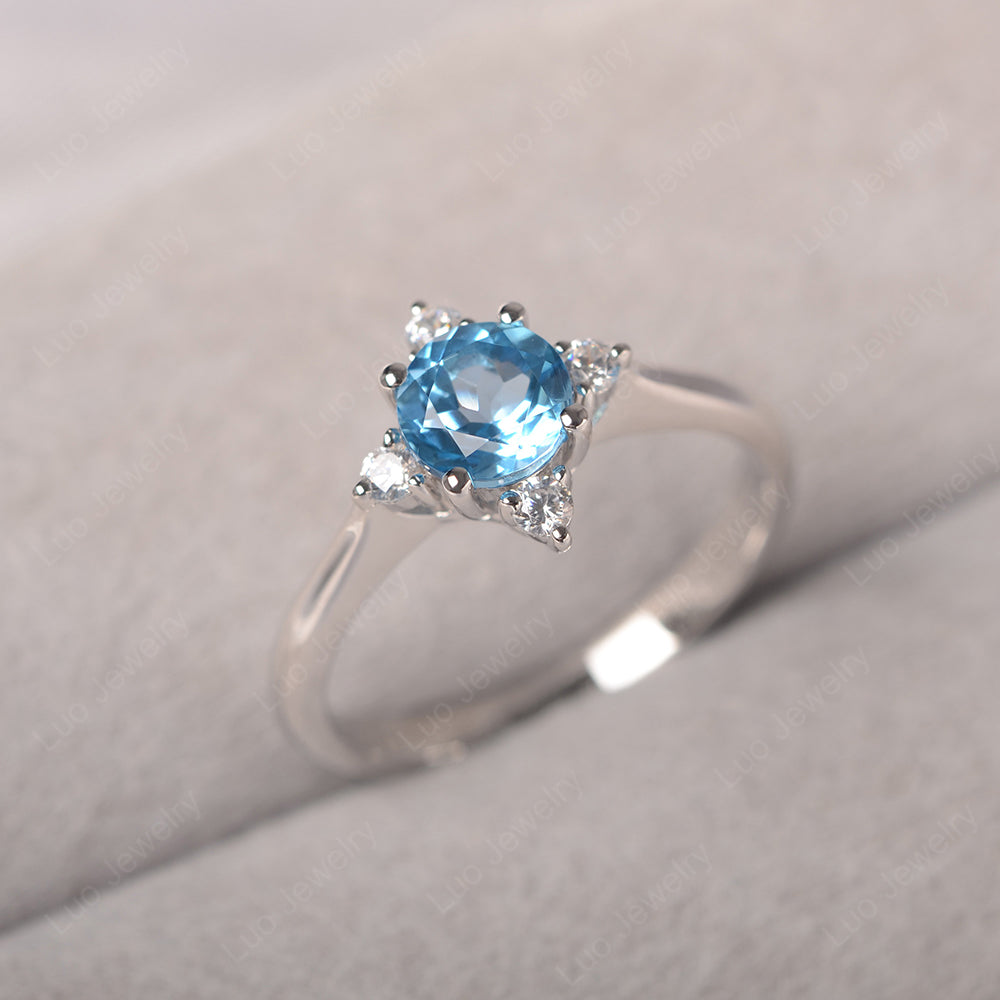 Swiss Blue Topaz Ring North Star Ring Yellow Gold - LUO Jewelry