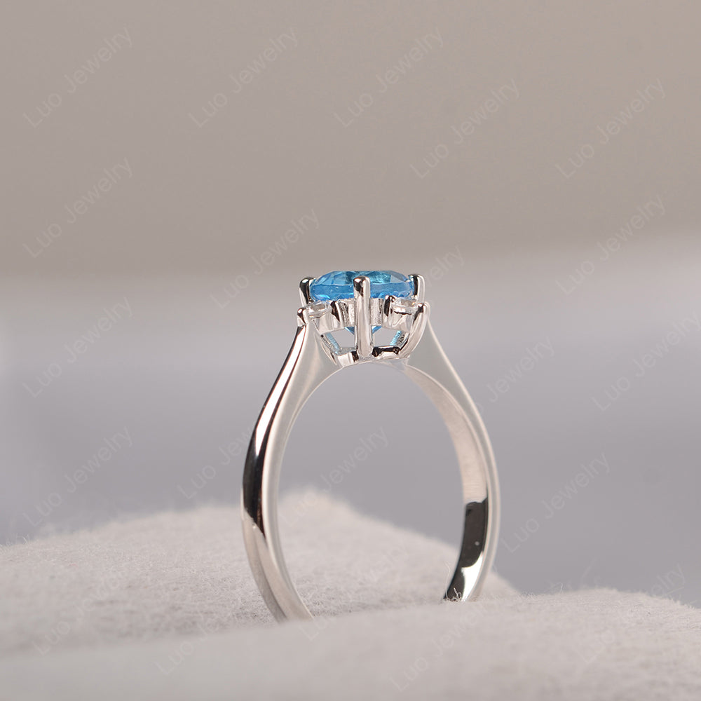Swiss Blue Topaz Ring North Star Ring Yellow Gold - LUO Jewelry