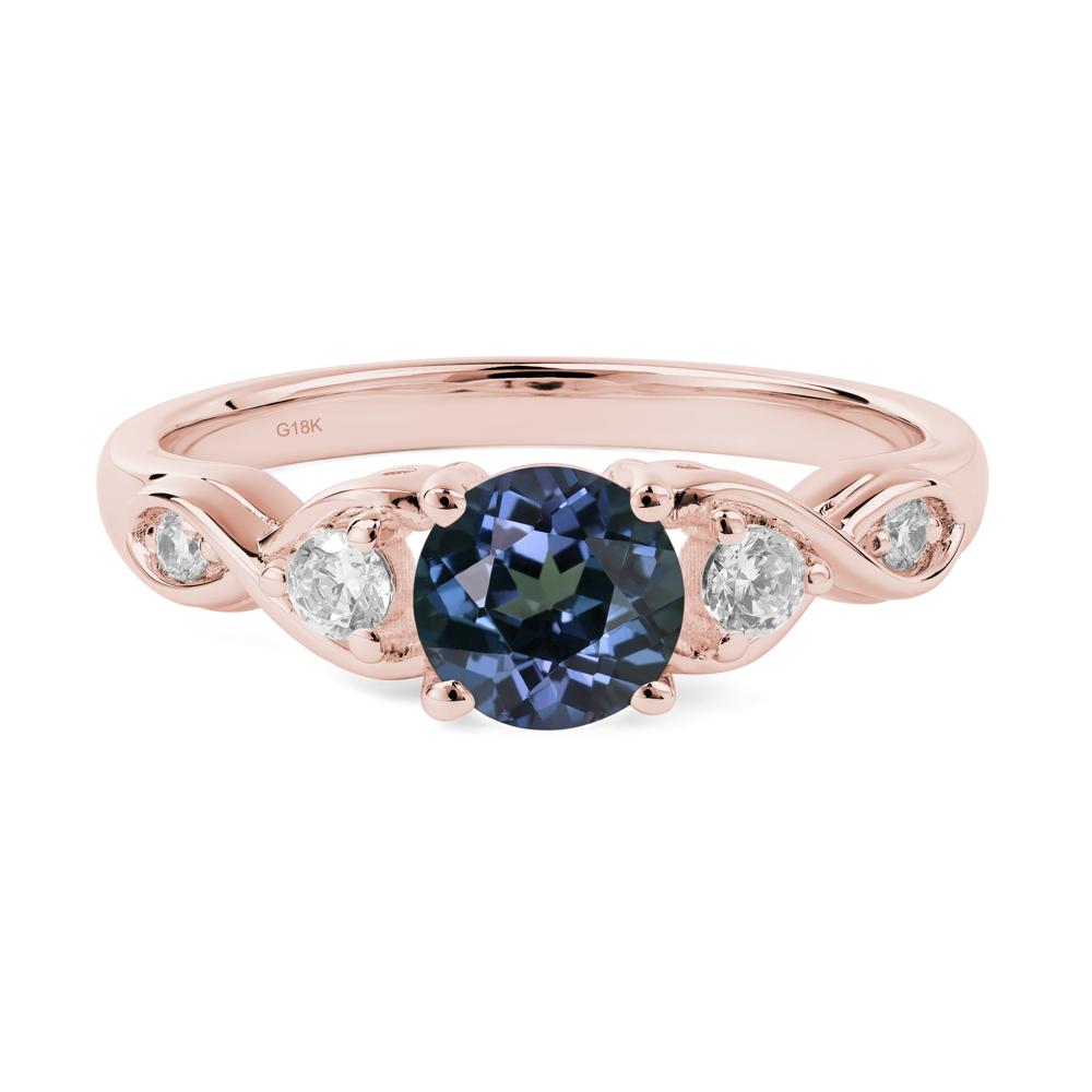 Round Alexandrite Ring Wedding Ring - LUO Jewelry #metal_18k rose gold