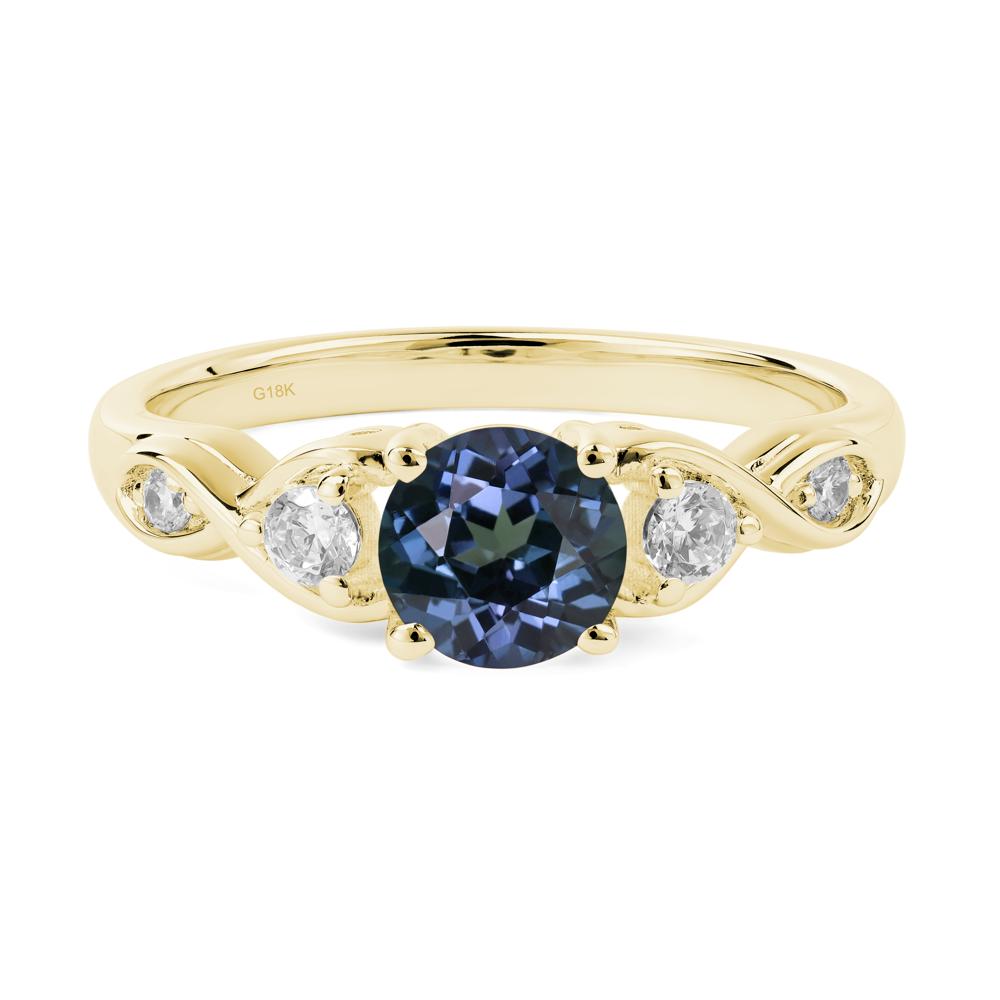 Round Alexandrite Ring Wedding Ring - LUO Jewelry #metal_18k yellow gold
