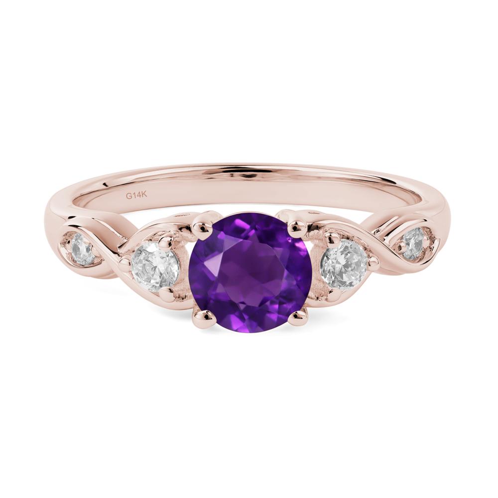 Round Amethyst Ring Wedding Ring - LUO Jewelry #metal_14k rose gold