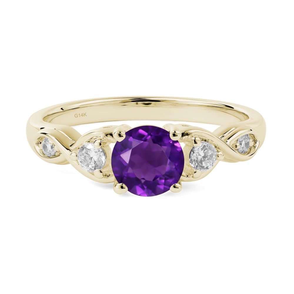 Round Amethyst Ring Wedding Ring - LUO Jewelry #metal_14k yellow gold