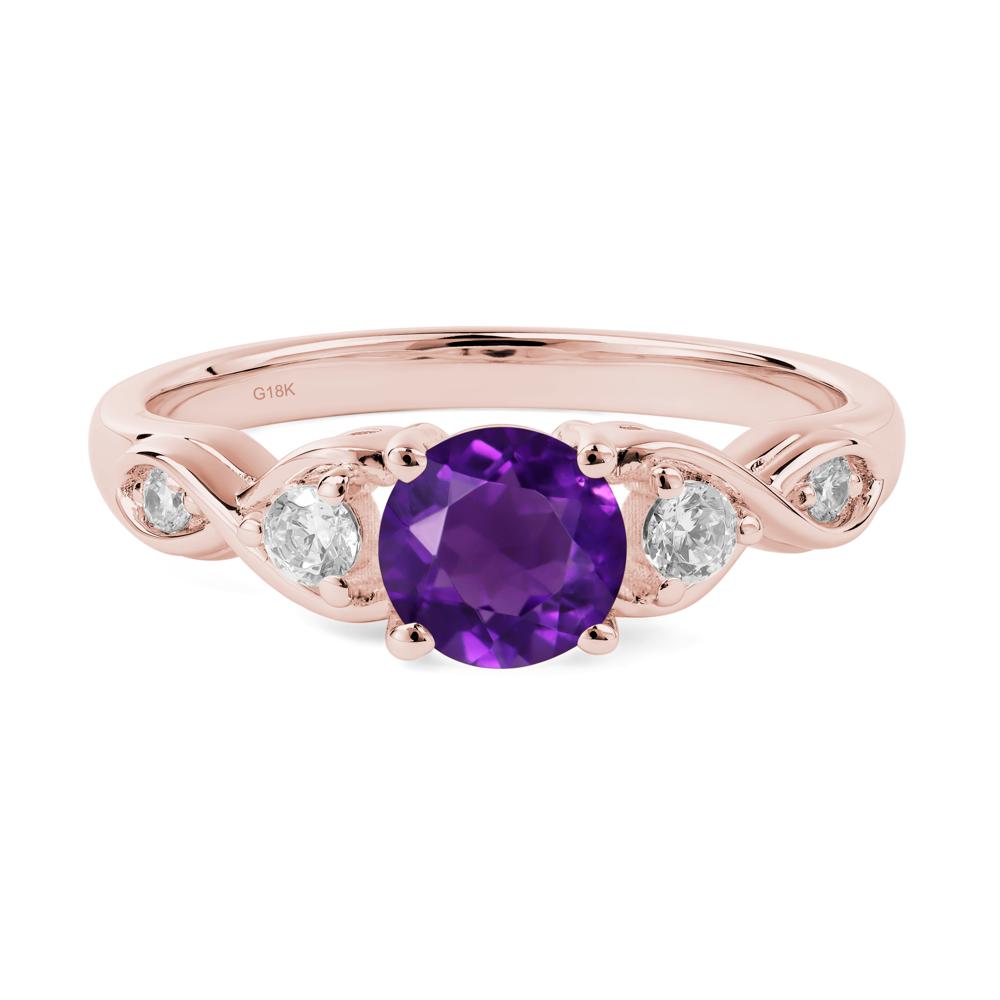 Round Amethyst Ring Wedding Ring - LUO Jewelry #metal_18k rose gold