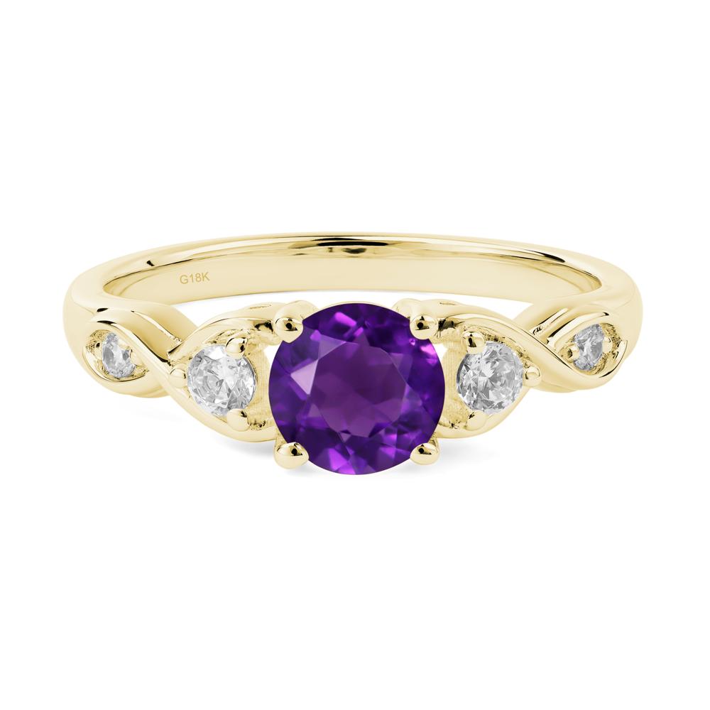 Round Amethyst Ring Wedding Ring - LUO Jewelry #metal_18k yellow gold