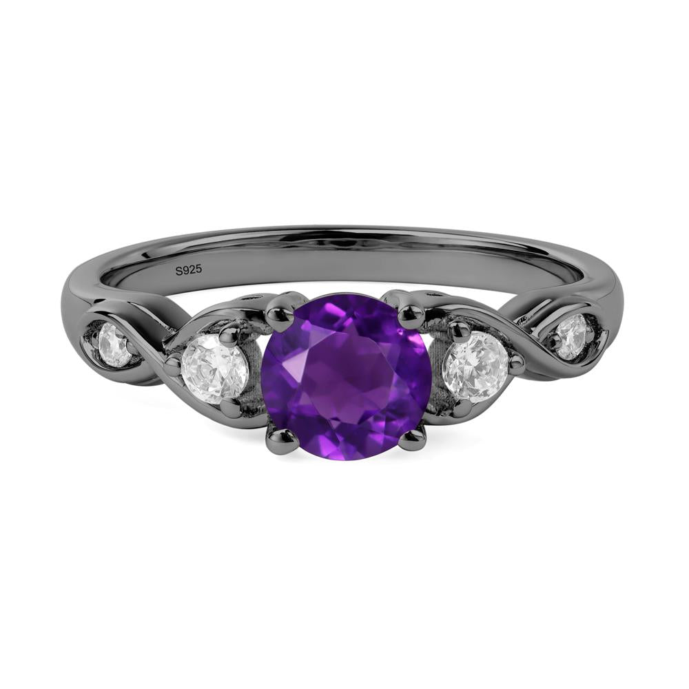 Round Amethyst Ring Wedding Ring - LUO Jewelry #metal_black finish sterling silver