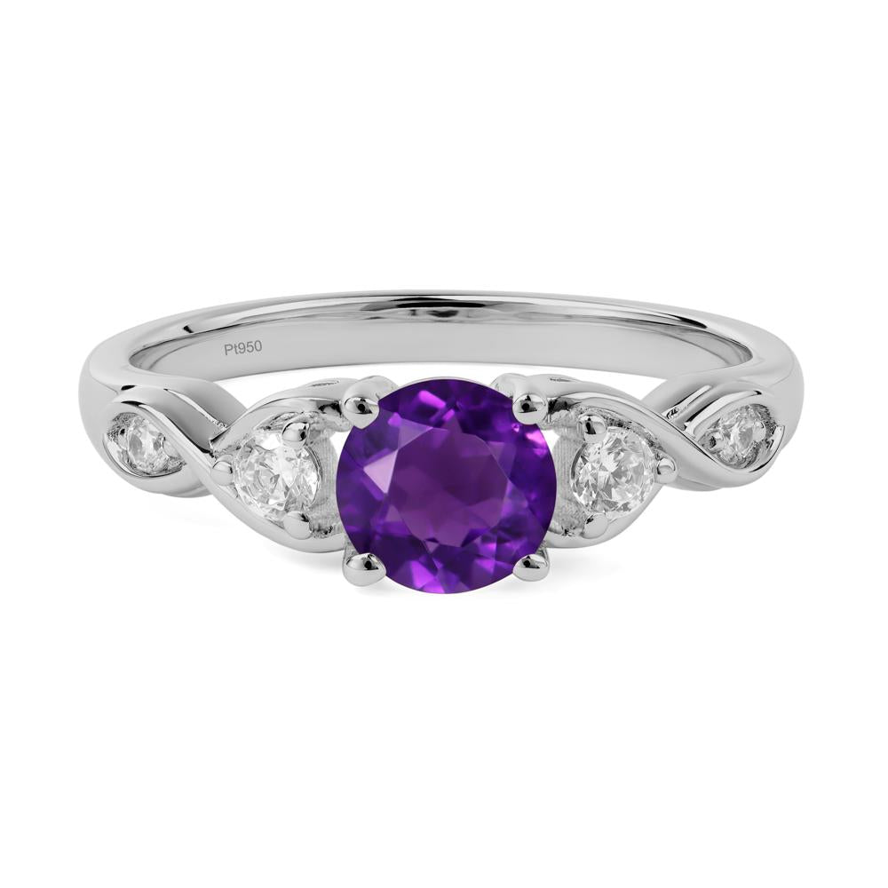 Round Amethyst Ring Wedding Ring - LUO Jewelry #metal_platinum