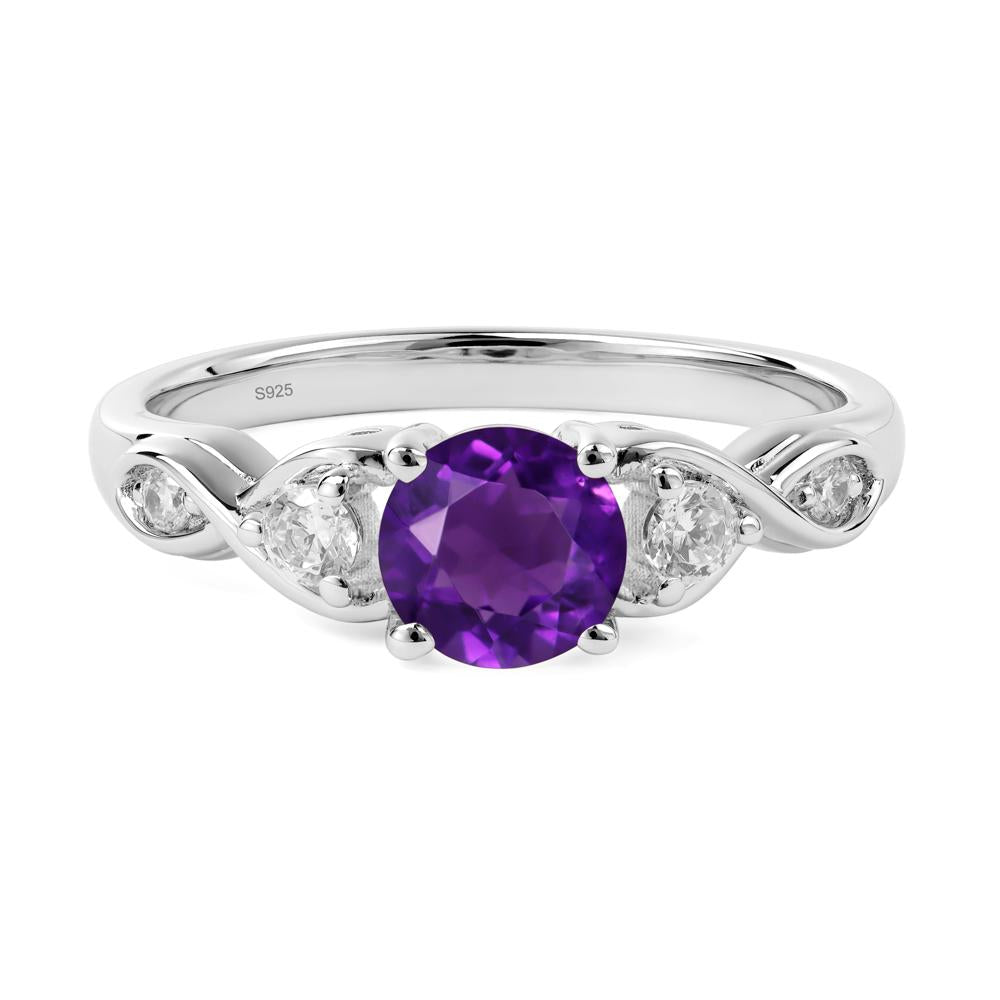Round Amethyst Ring Wedding Ring - LUO Jewelry #metal_sterling silver