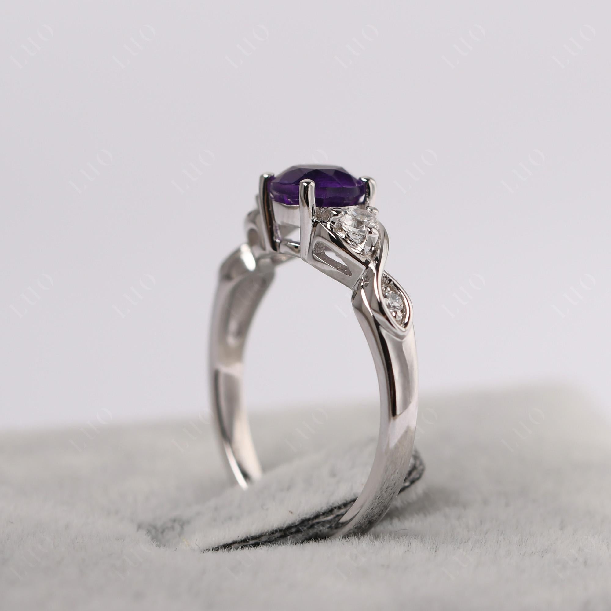 Round Amethyst Ring Wedding Ring - LUO Jewelry