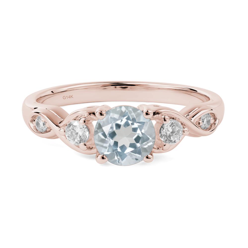 Round Aquamarine Ring Wedding Ring - LUO Jewelry #metal_14k rose gold