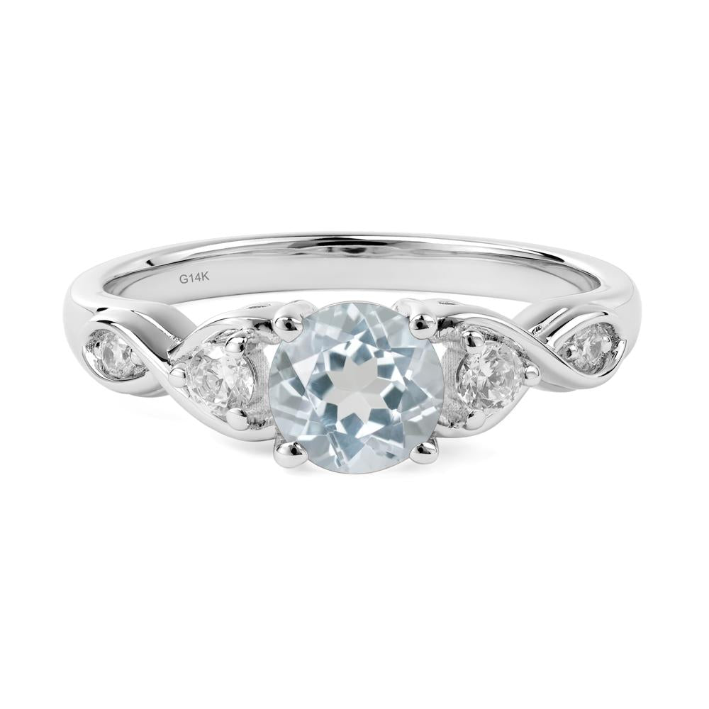 Round Aquamarine Ring Wedding Ring - LUO Jewelry #metal_14k white gold