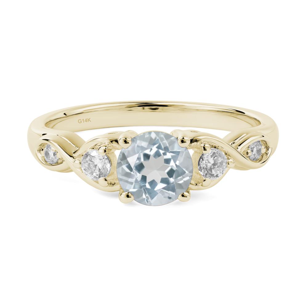 Round Aquamarine Ring Wedding Ring - LUO Jewelry #metal_14k yellow gold