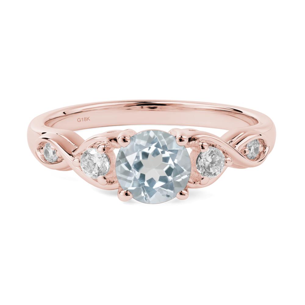 Round Aquamarine Ring Wedding Ring - LUO Jewelry #metal_18k rose gold