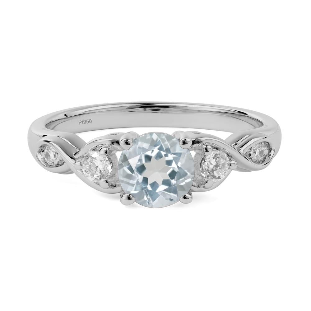 Round Aquamarine Ring Wedding Ring - LUO Jewelry #metal_platinum