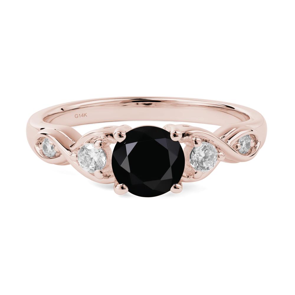Round Black Stone Ring Wedding Ring - LUO Jewelry #metal_14k rose gold