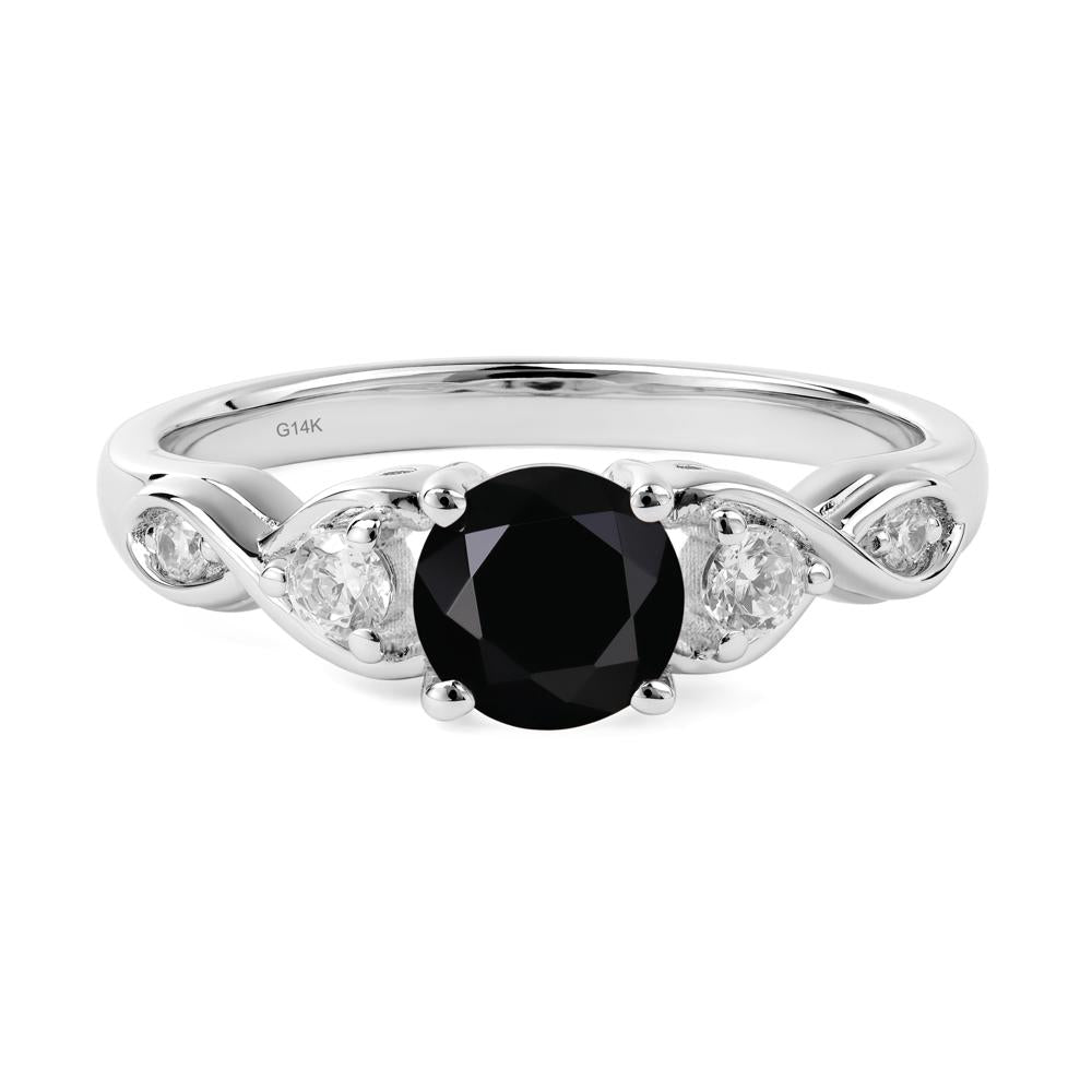 Round Black Stone Ring Wedding Ring - LUO Jewelry #metal_14k white gold