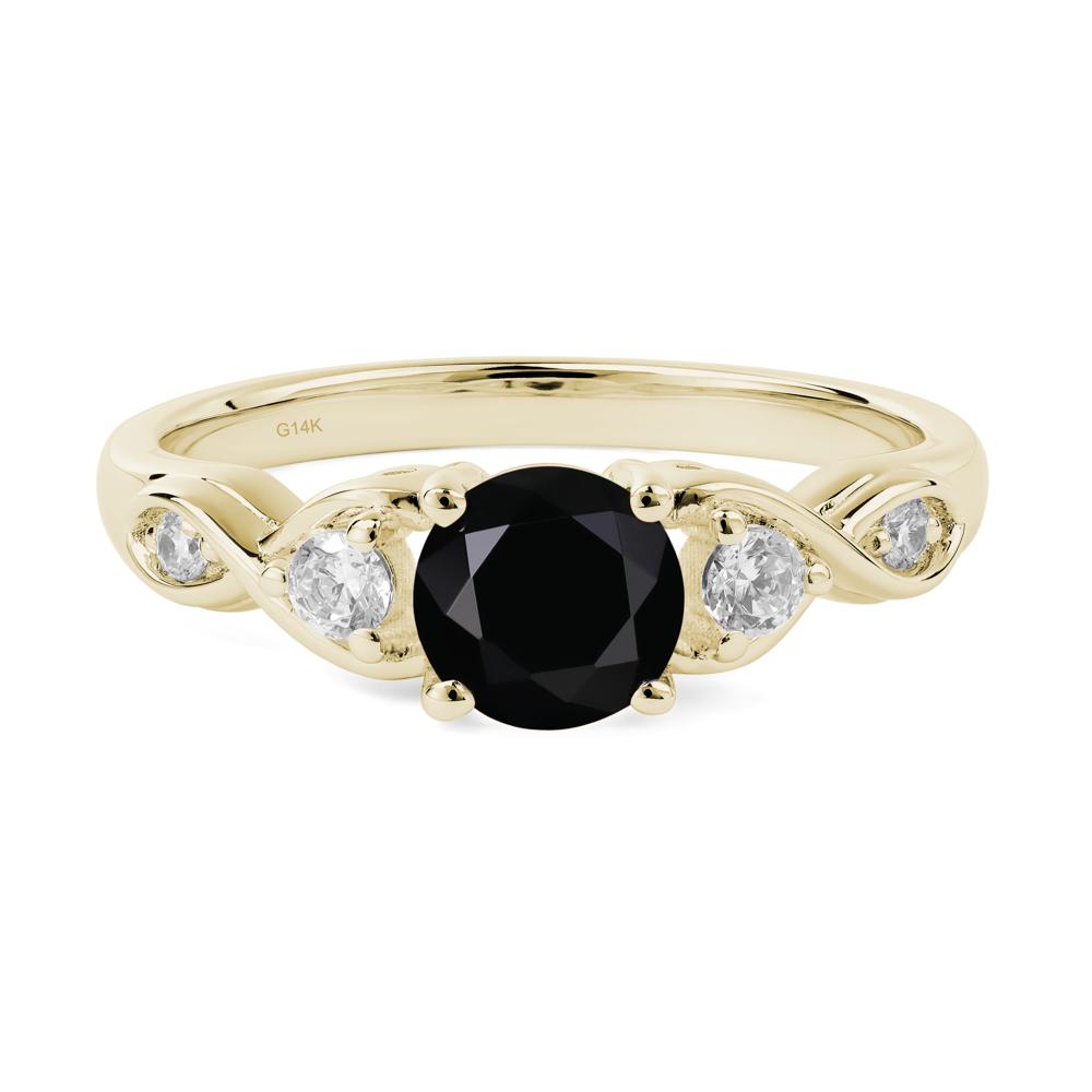 Round Black Stone Ring Wedding Ring - LUO Jewelry #metal_14k yellow gold