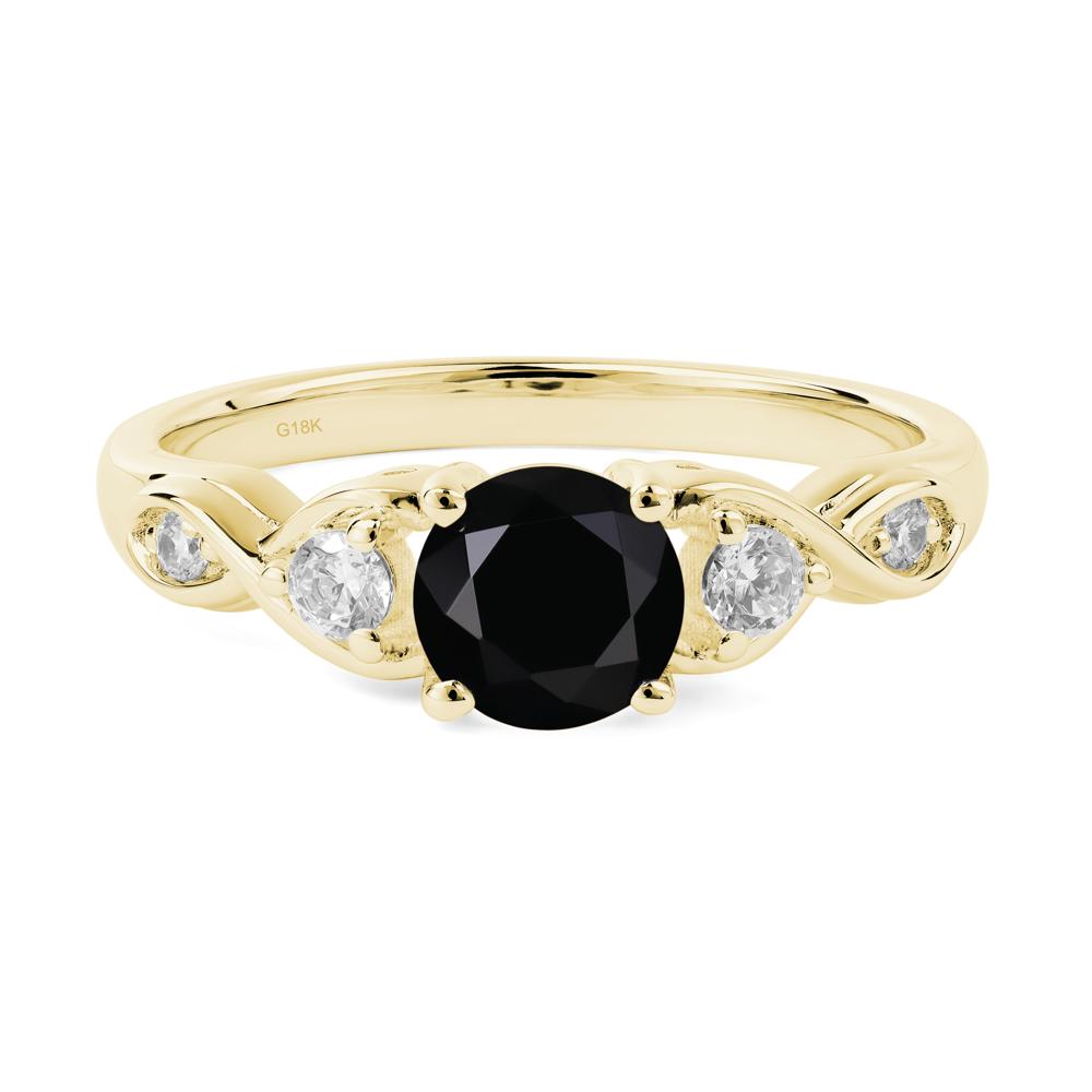 Round Black Stone Ring Wedding Ring - LUO Jewelry #metal_18k yellow gold