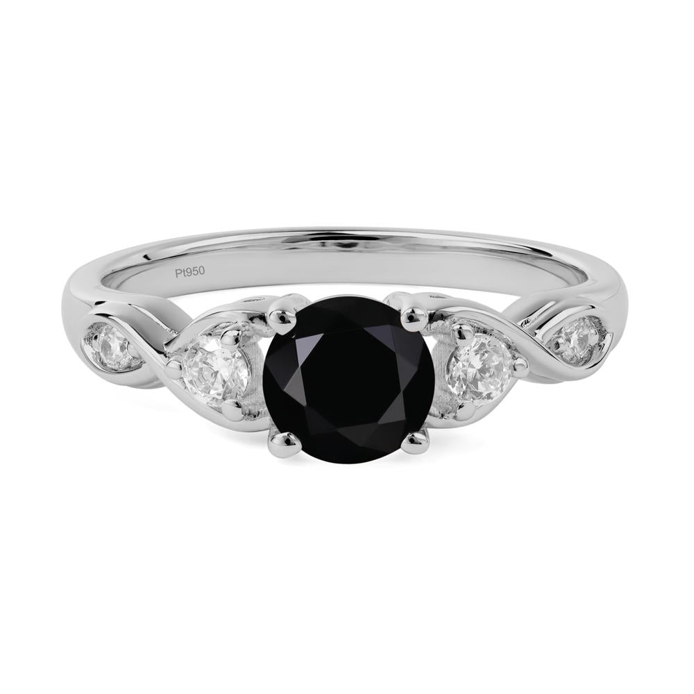 Round Black Stone Ring Wedding Ring - LUO Jewelry #metal_platinum