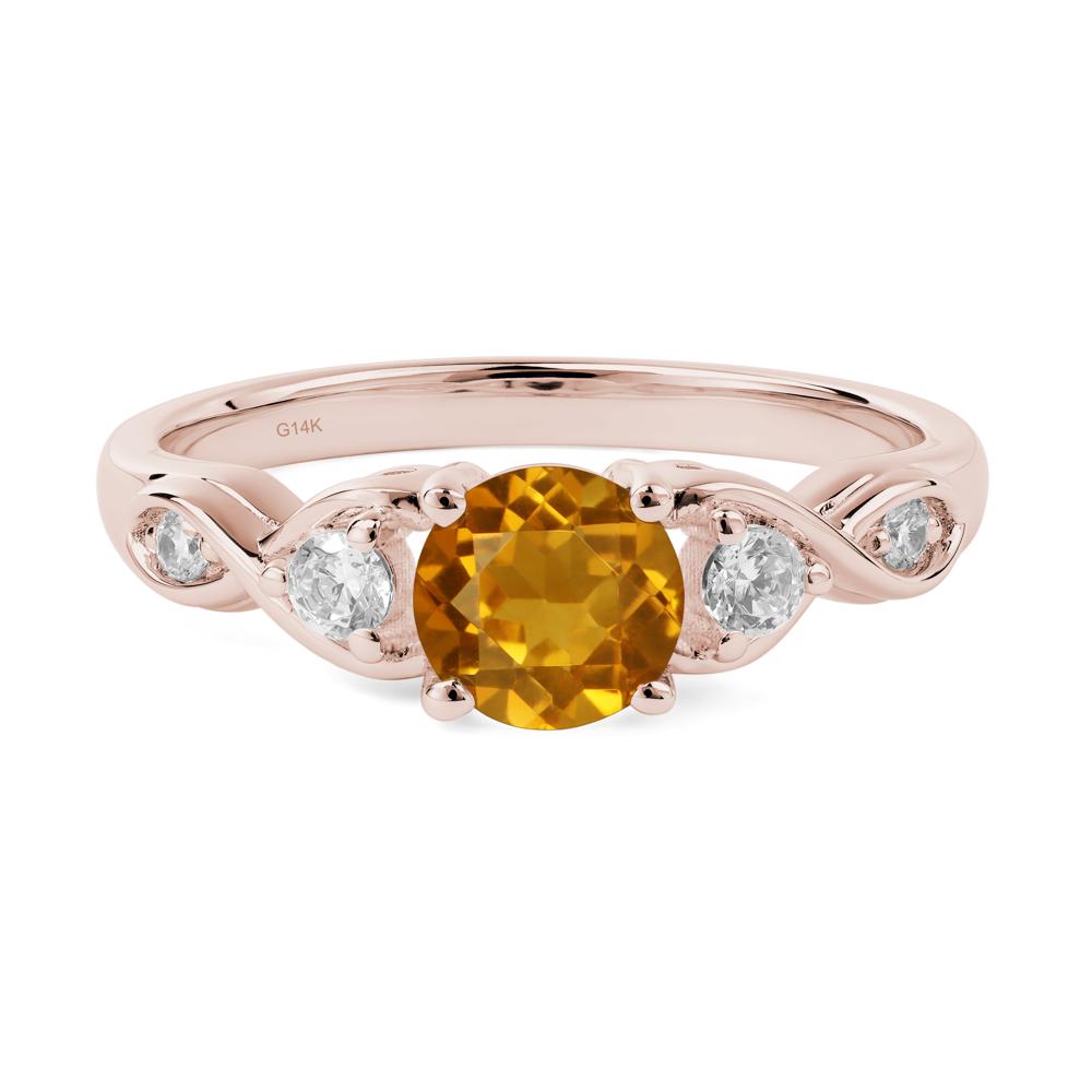 Round Citrine Ring Wedding Ring - LUO Jewelry #metal_14k rose gold