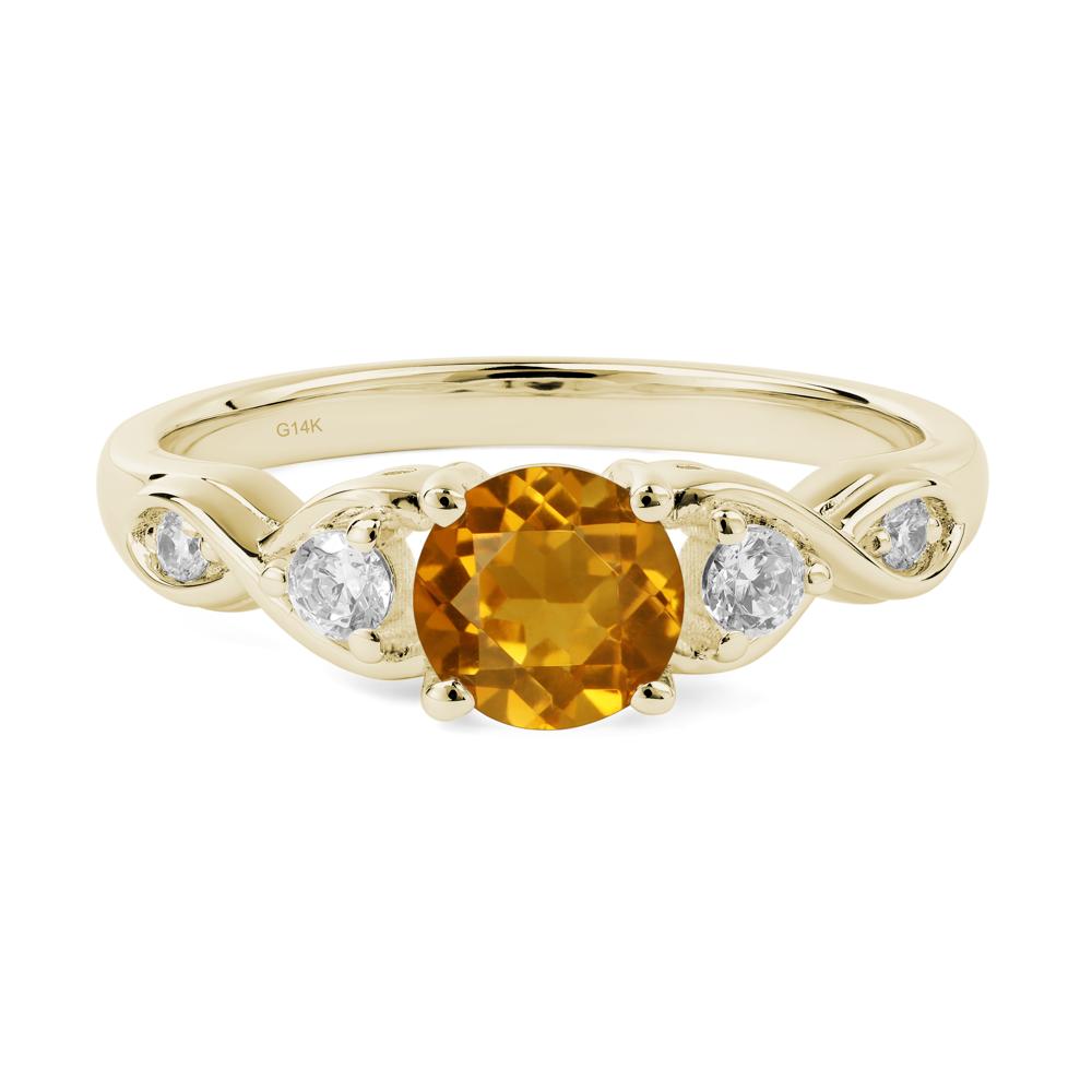 Round Citrine Ring Wedding Ring - LUO Jewelry #metal_14k yellow gold