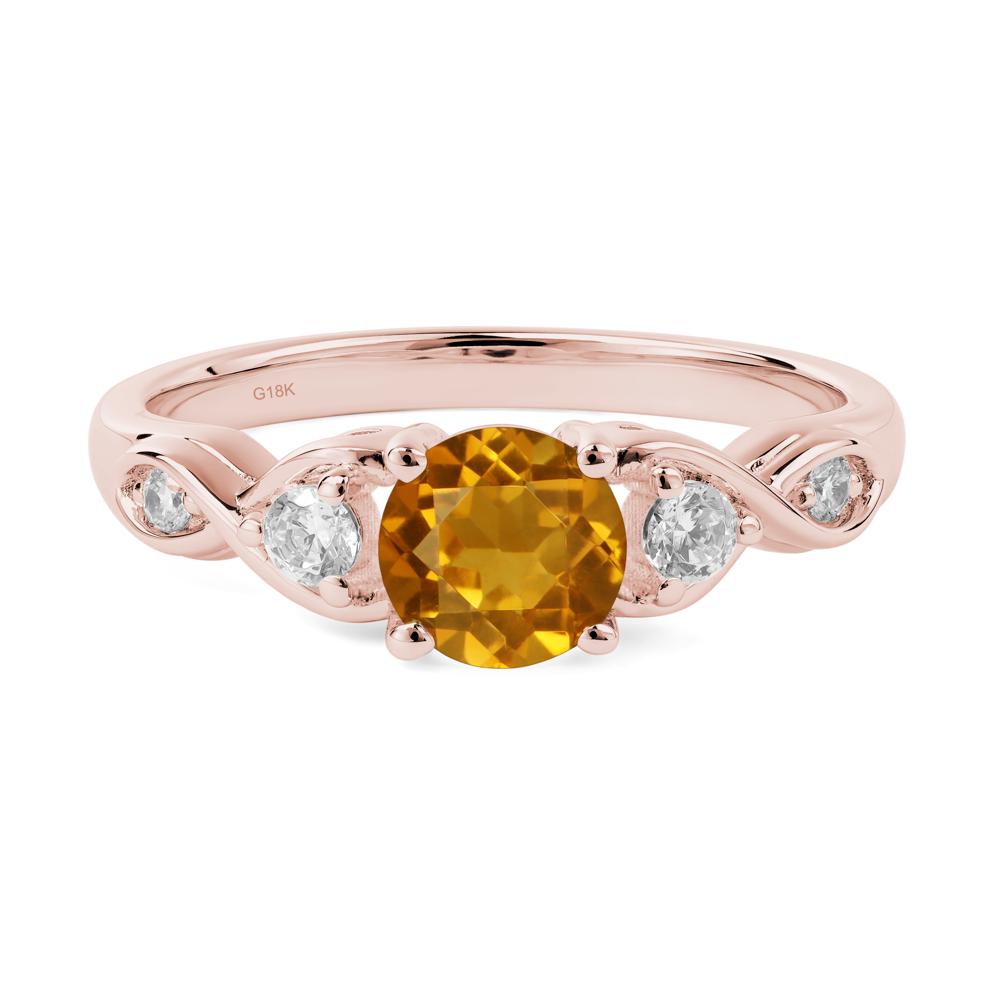 Round Citrine Ring Wedding Ring - LUO Jewelry #metal_18k rose gold