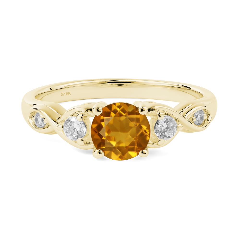 Round Citrine Ring Wedding Ring - LUO Jewelry #metal_18k yellow gold