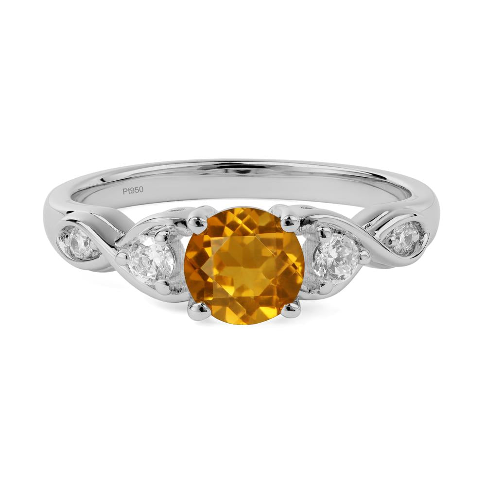 Round Citrine Ring Wedding Ring - LUO Jewelry #metal_platinum