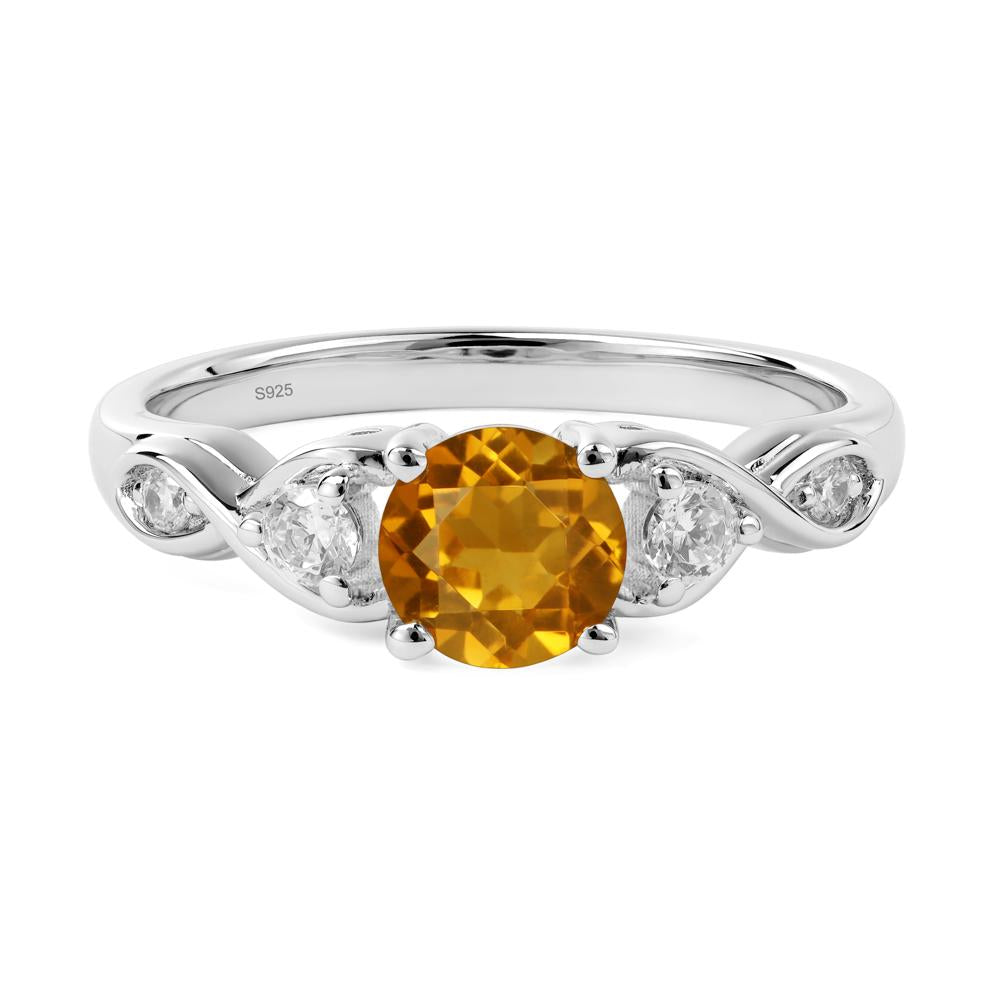Round Citrine Ring Wedding Ring - LUO Jewelry #metal_sterling silver