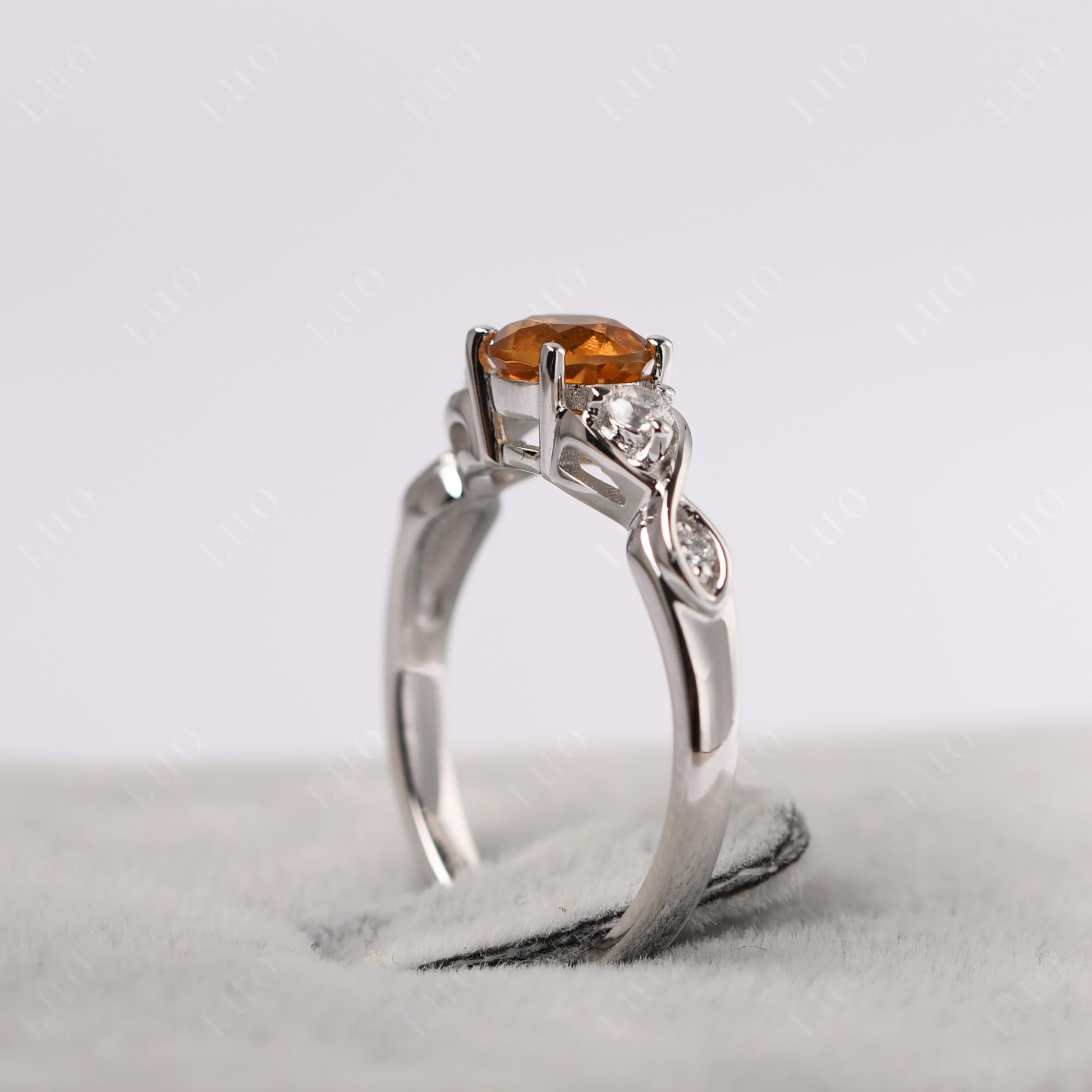 Round Citrine Ring Wedding Ring - LUO Jewelry
