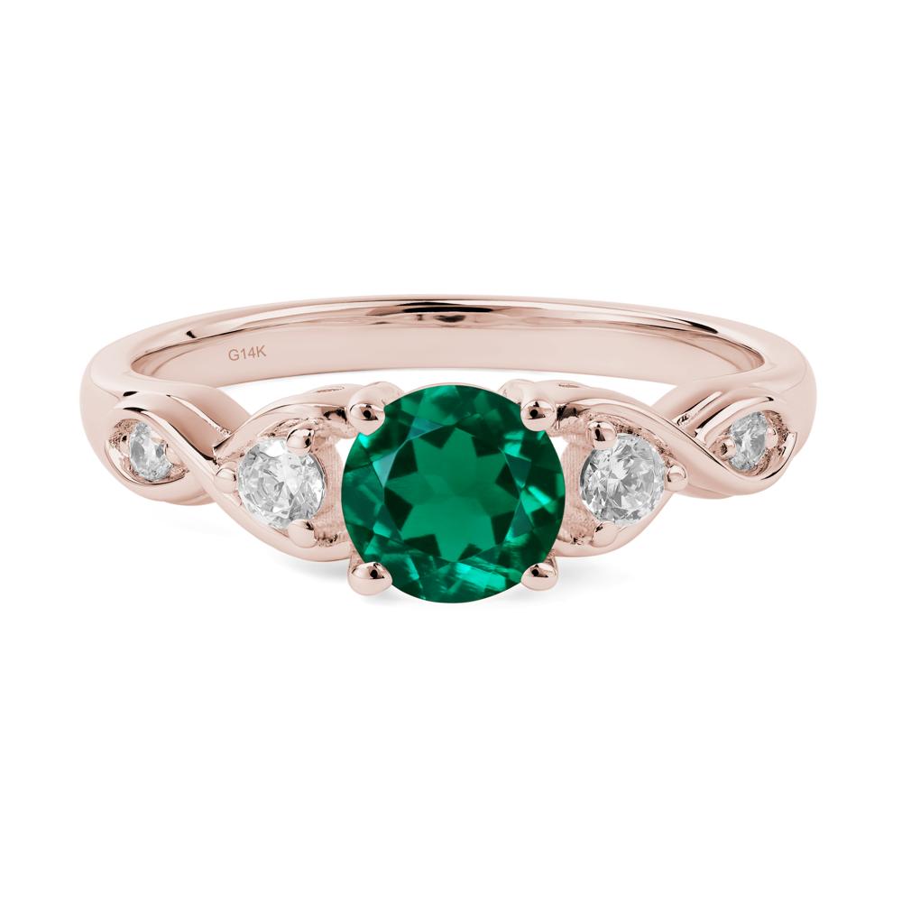 Round Lab Created Emerald Ring Wedding Ring - LUO Jewelry #metal_14k rose gold