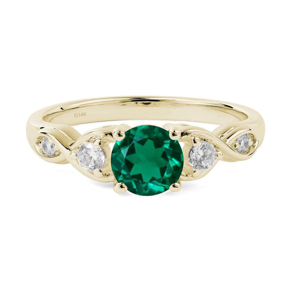 Round Lab Created Emerald Ring Wedding Ring - LUO Jewelry #metal_14k yellow gold