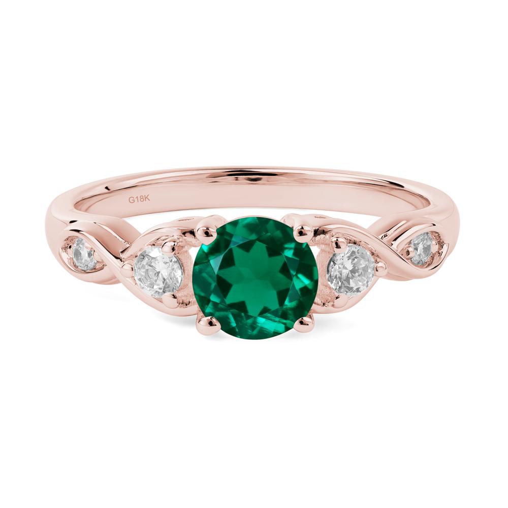 Round Lab Created Emerald Ring Wedding Ring - LUO Jewelry #metal_18k rose gold
