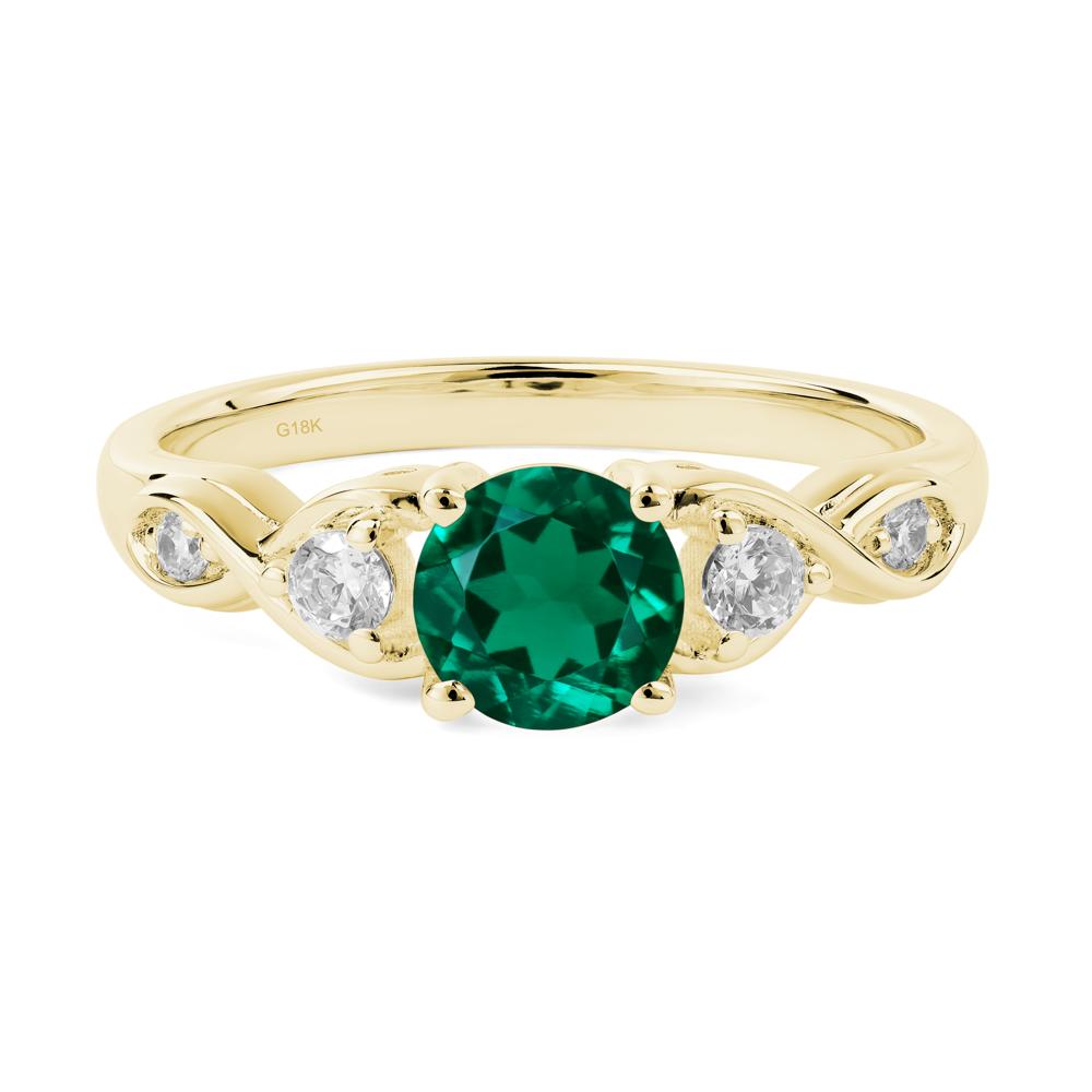 Round Lab Created Emerald Ring Wedding Ring - LUO Jewelry #metal_18k yellow gold