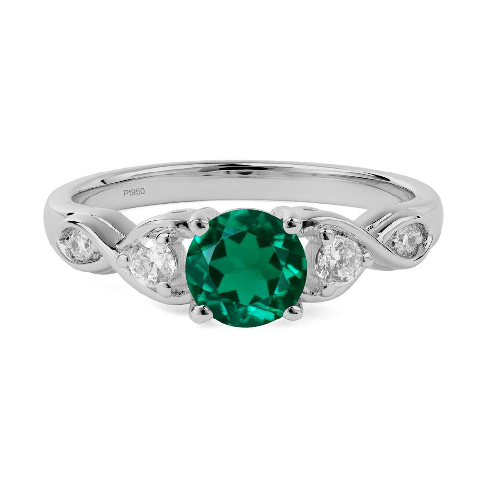 Round Lab Created Emerald Ring Wedding Ring - LUO Jewelry #metal_platinum
