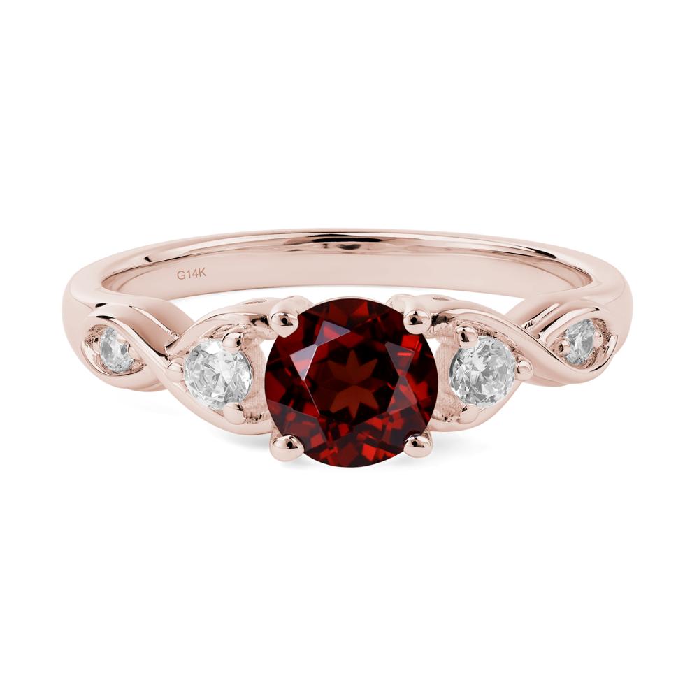 Round Garnet Ring Wedding Ring - LUO Jewelry #metal_14k rose gold